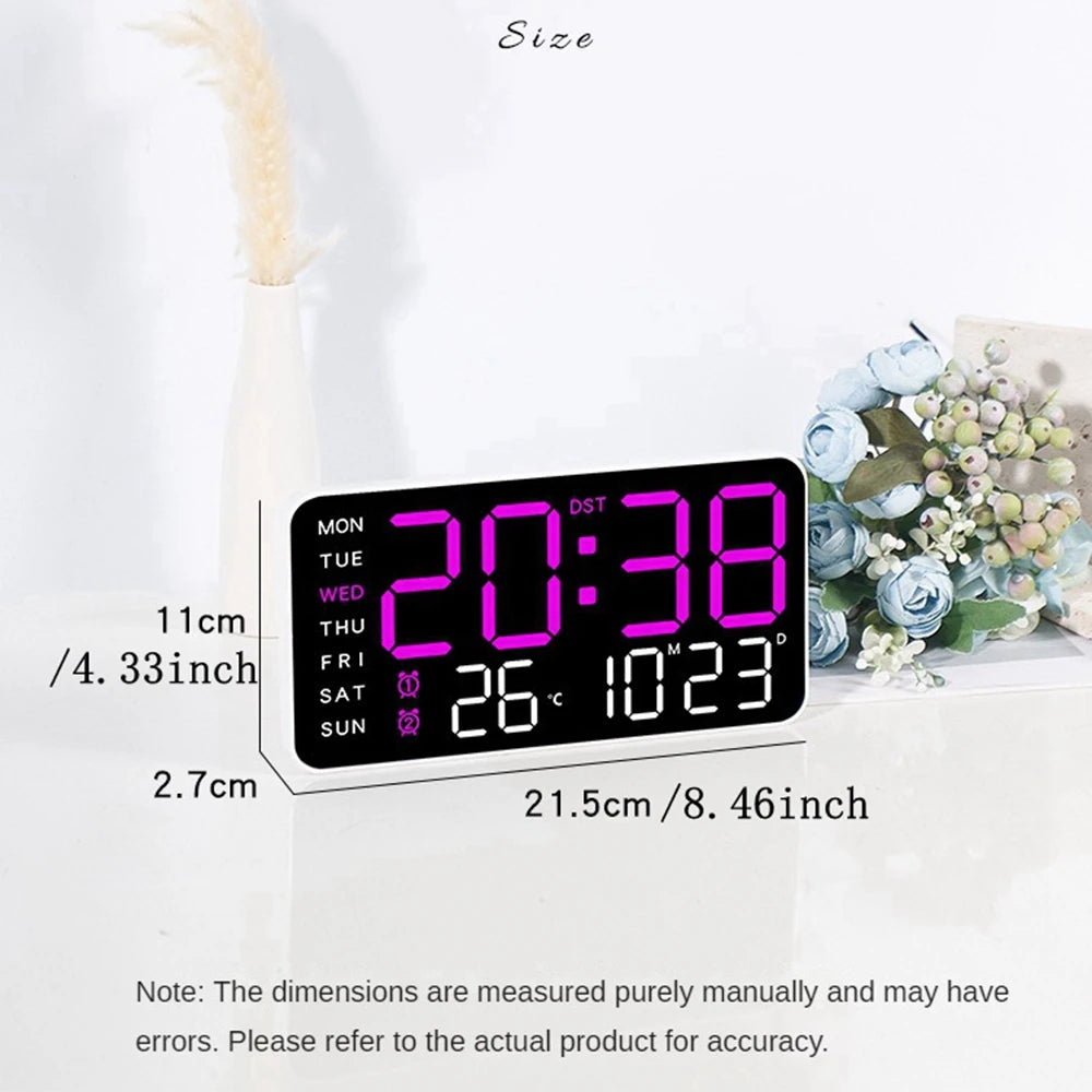 Reloj Digital de Pared LED con Temperatura y Fecha