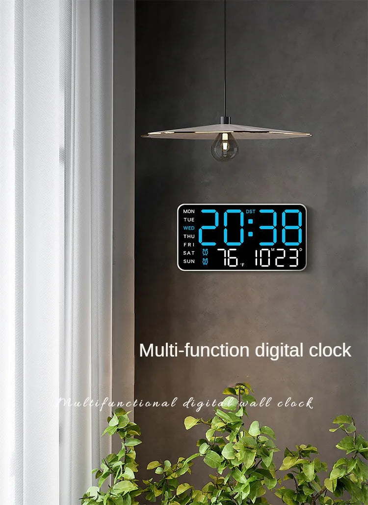 Reloj Digital de Pared LED con Temperatura y Fecha