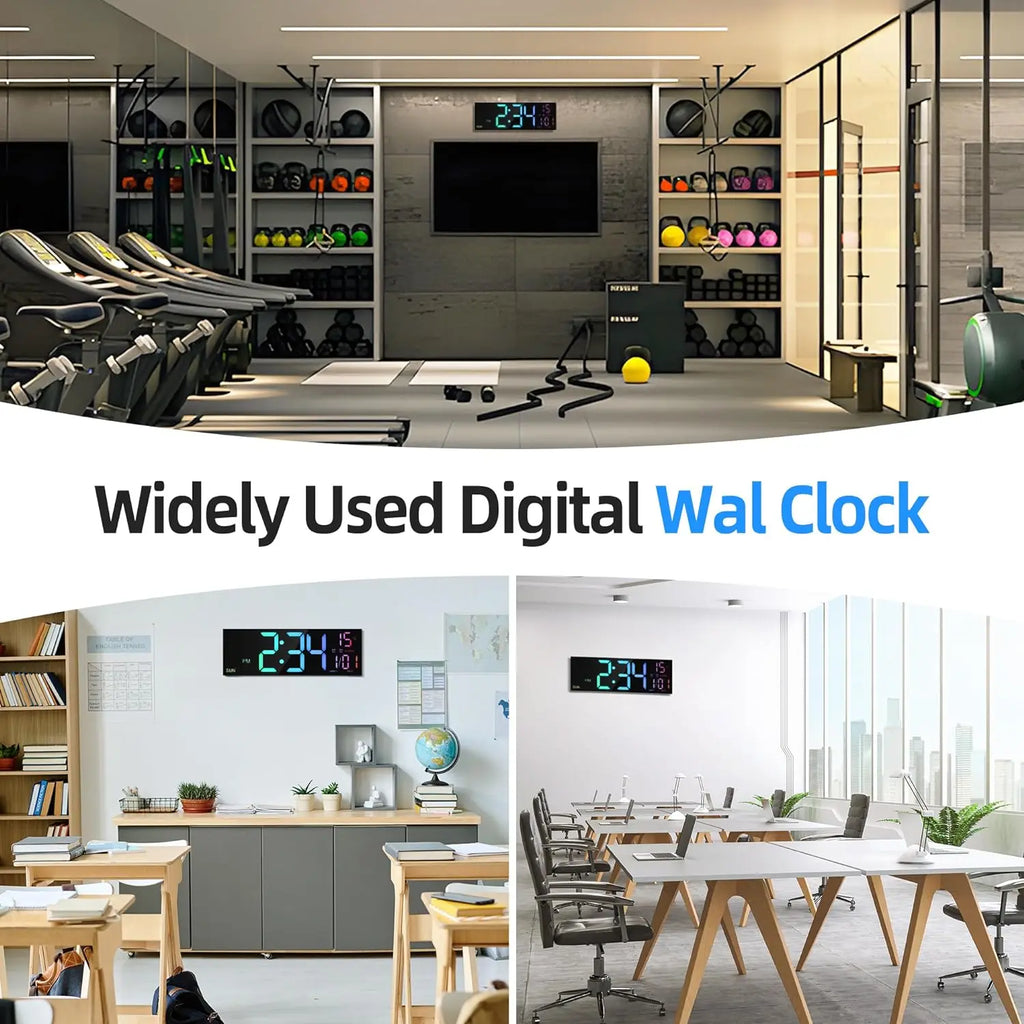 Reloj Digital de Pared LED Gigante 16.2" con Mando