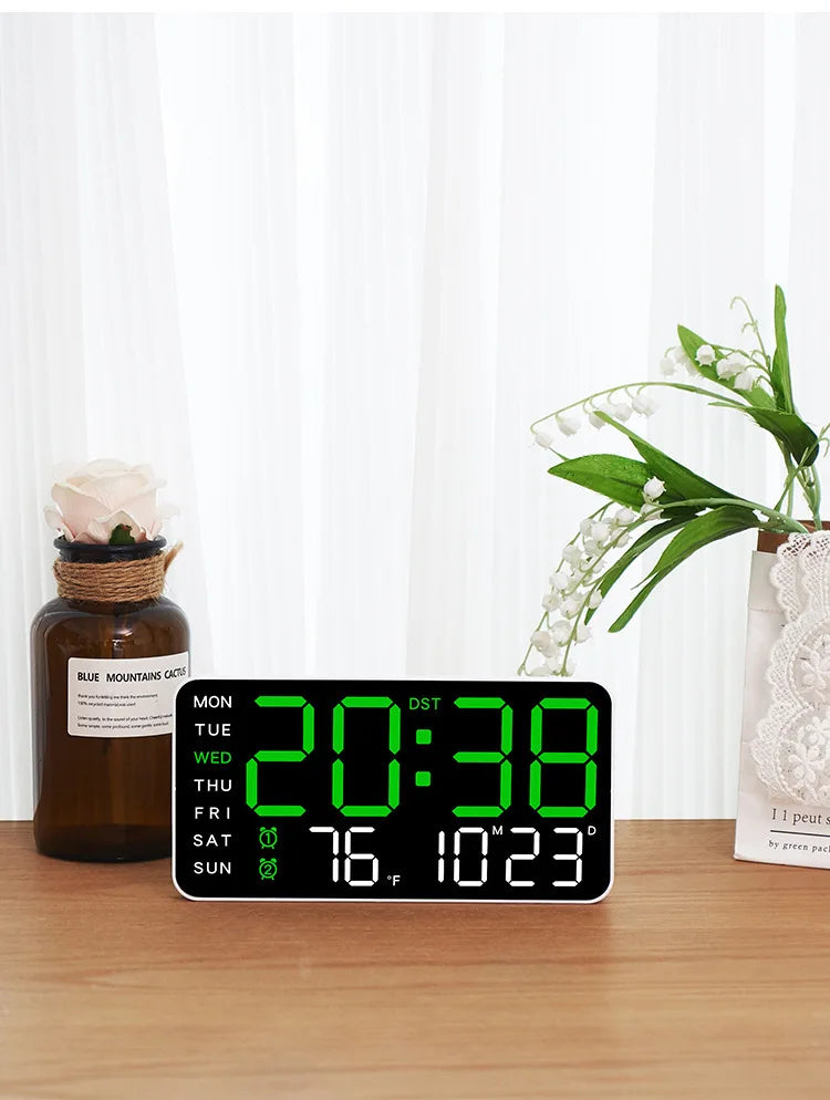 Reloj Digital de Pared LED con Temperatura y Fecha