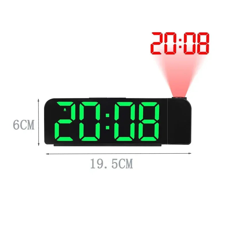 Reloj Despertador Digital LED con Proyector de Hora - Temperatura y Espejo