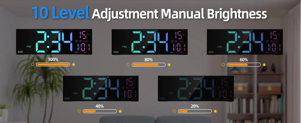 Reloj Digital de Pared LED Gigante 16.2" con Mando