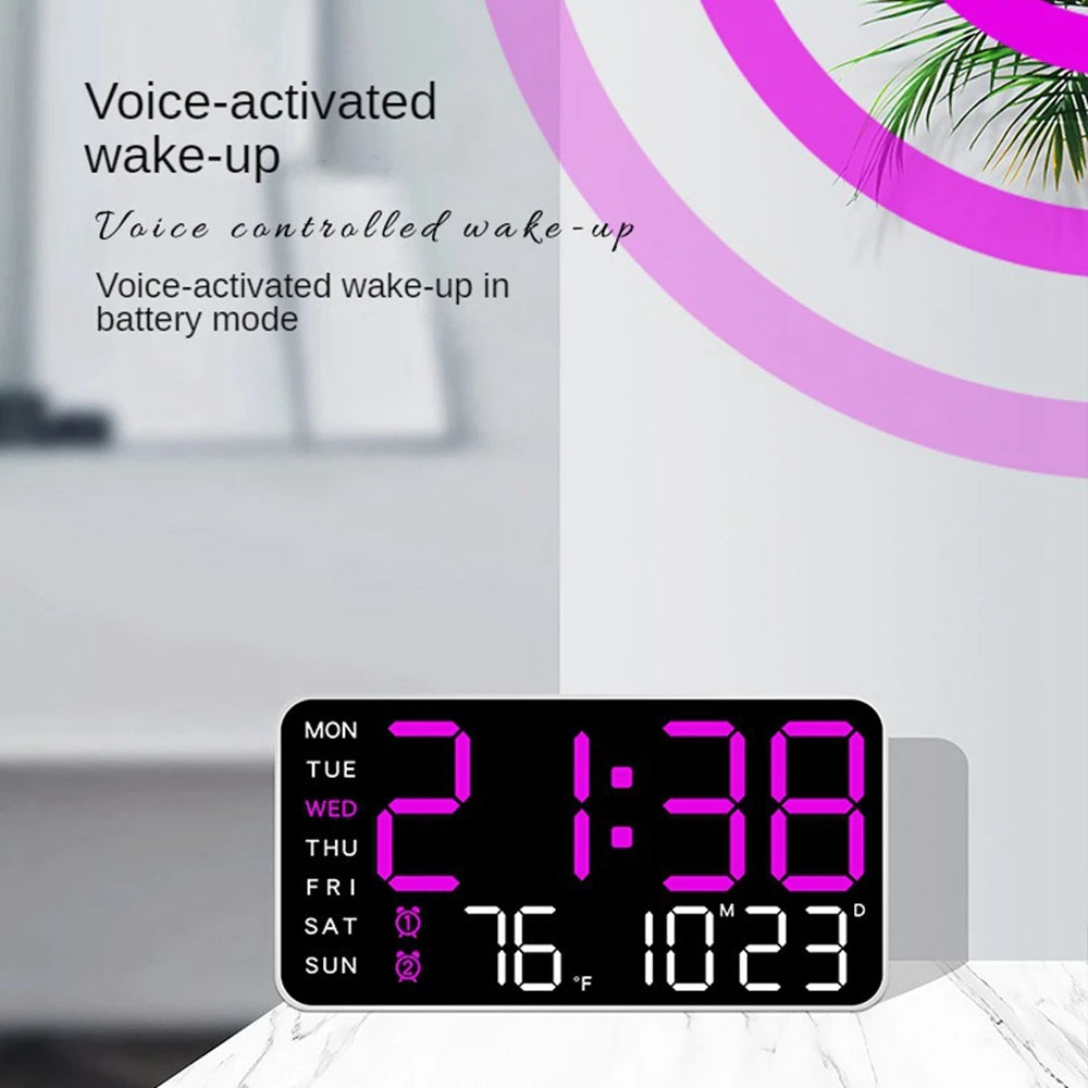 Reloj Digital de Pared LED con Temperatura y Fecha