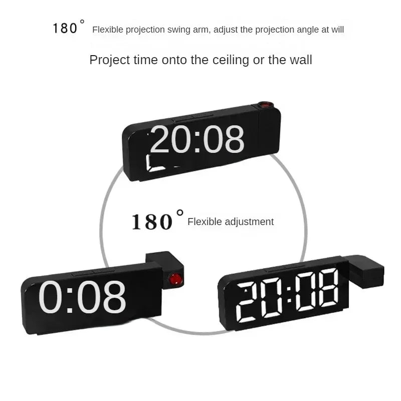Reloj Despertador Digital LED con Proyector de Hora - Temperatura y Espejo