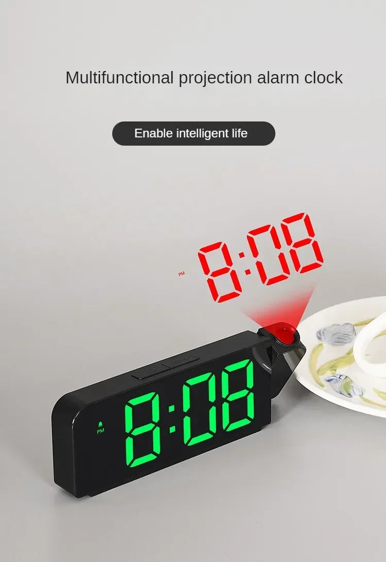 Reloj Despertador Digital LED con Proyector de Hora - Temperatura y Espejo