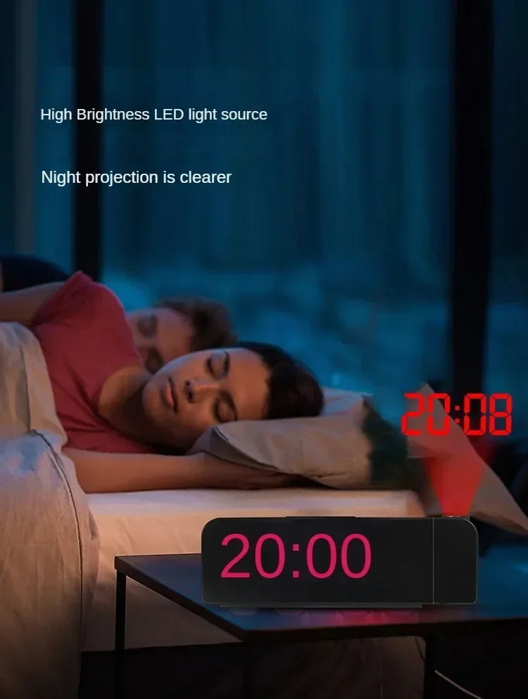 Reloj Despertador Digital LED con Proyector de Hora - Temperatura y Espejo