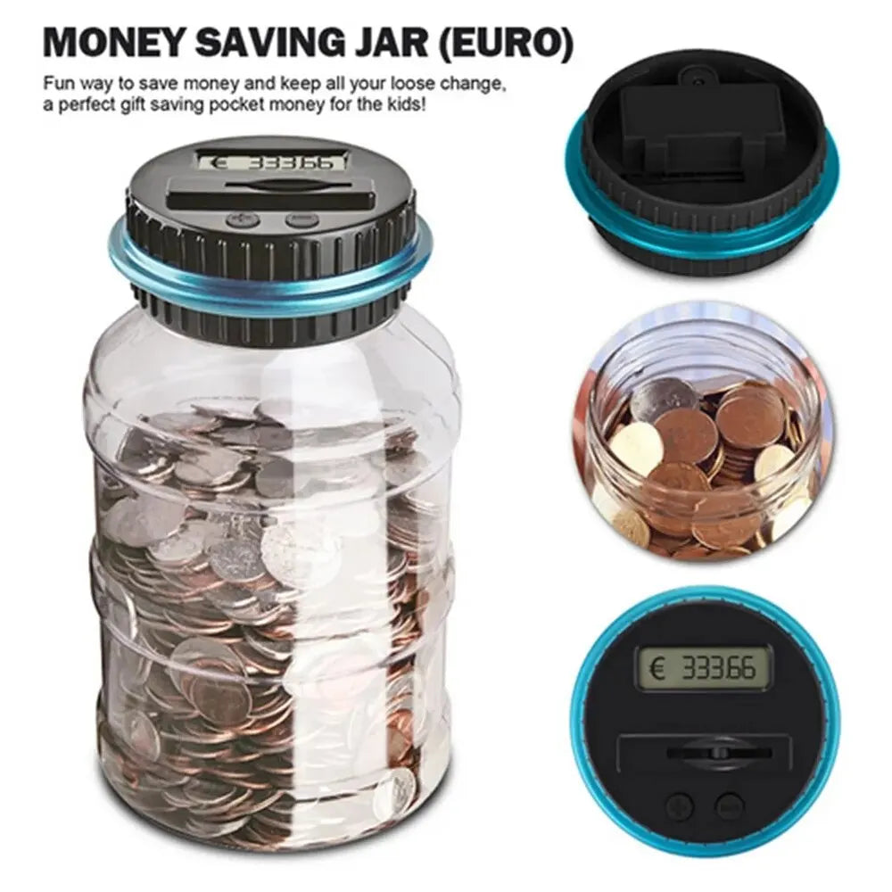 Hucha Electrónica con Contador Digital de Monedas LED