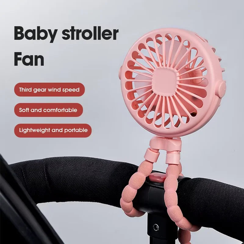 Ventilador Portátil Recargable con Trípode para Cochecito de Bebé