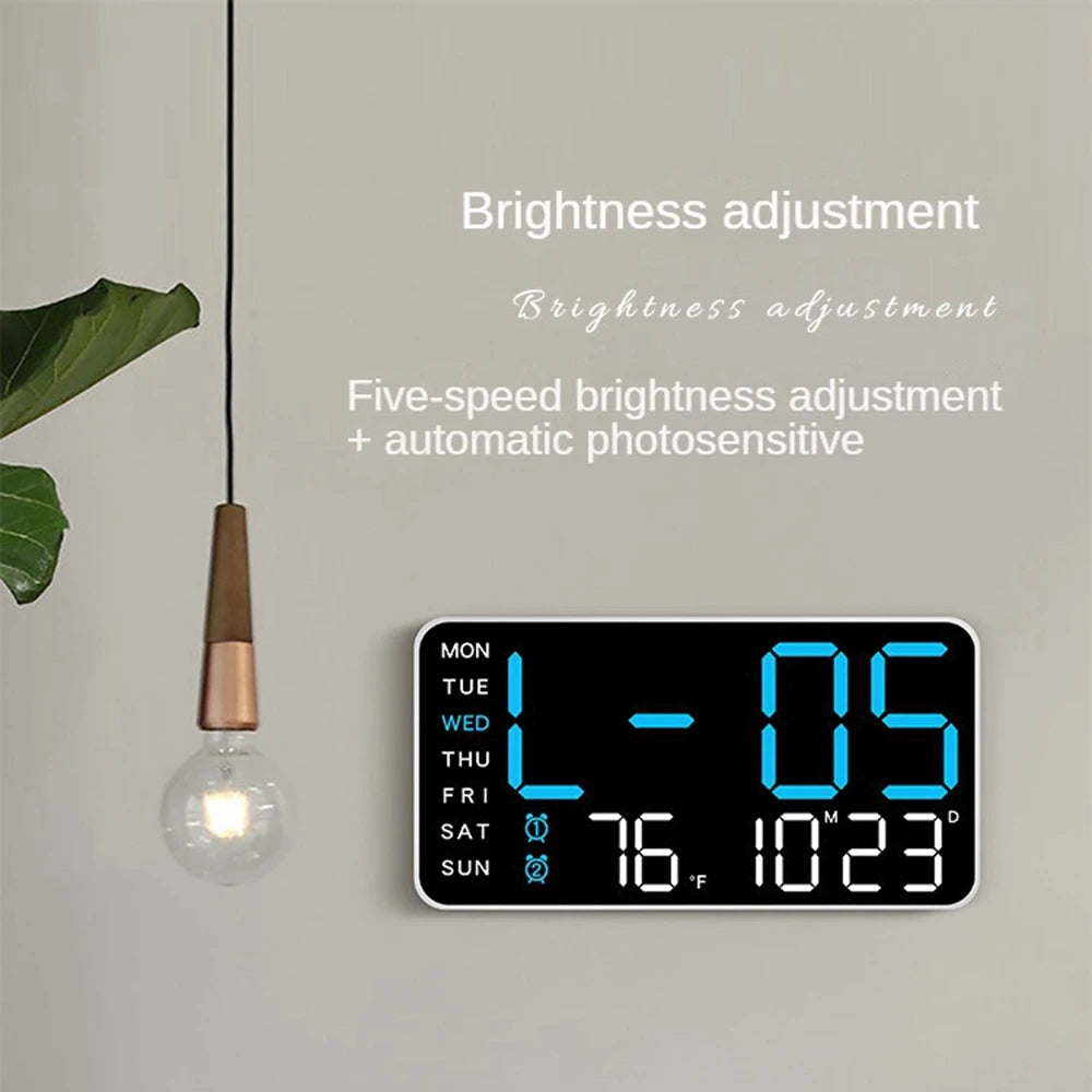 Reloj Digital de Pared LED con Temperatura y Fecha