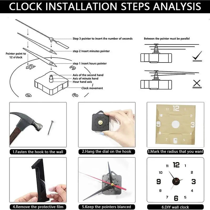 Reloj de Pared 3D DIY Adhesivo y Moderno