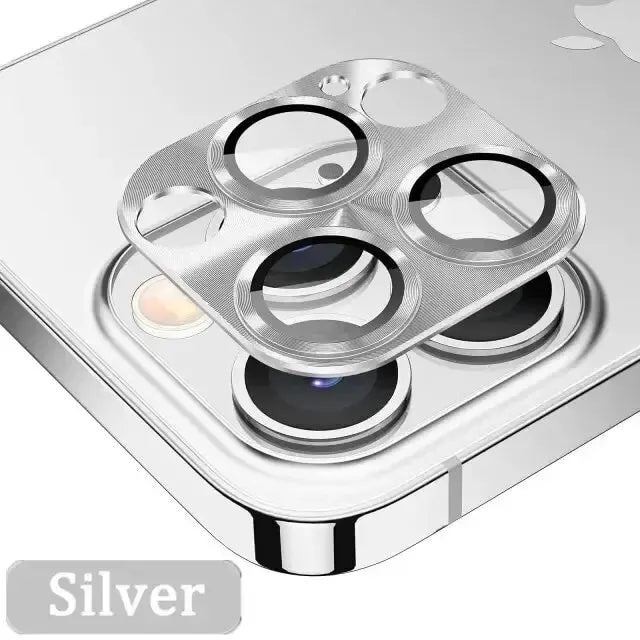 Protector de Lente de Cámara de Metal y Vidrio Templado para iPhone 15, 16 Pro Max y Plus (Ultra Delgado HD)