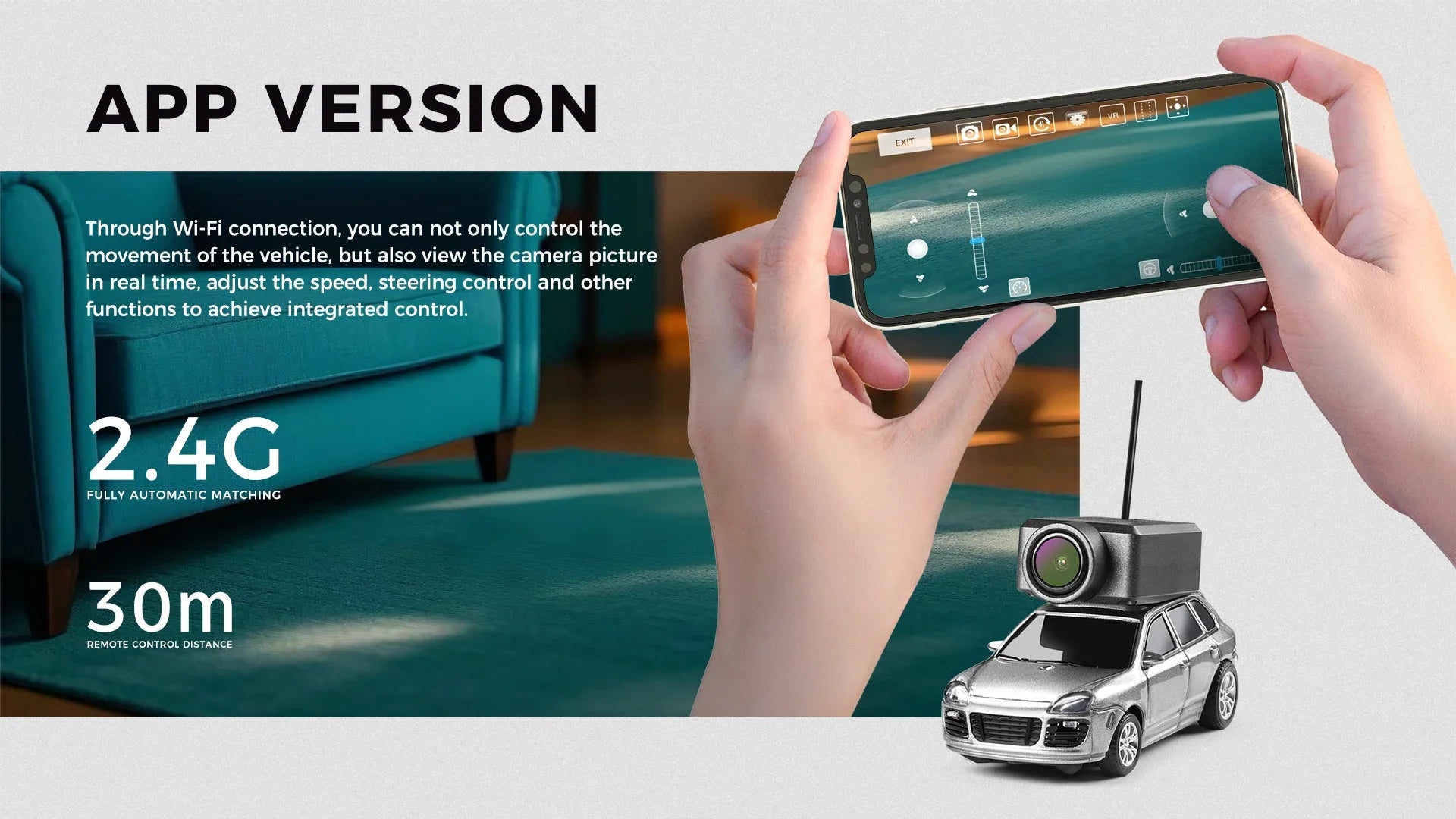 Mini Coche Teledirigido WLtoys 1:64 - Cámara FPV HD y Control por App
