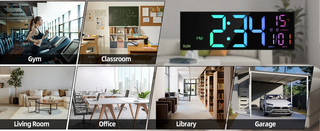 Reloj Digital de Pared LED Gigante 16.2" con Mando
