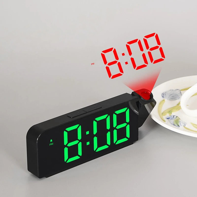 Reloj Despertador Digital LED con Proyector de Hora - Temperatura y Espejo