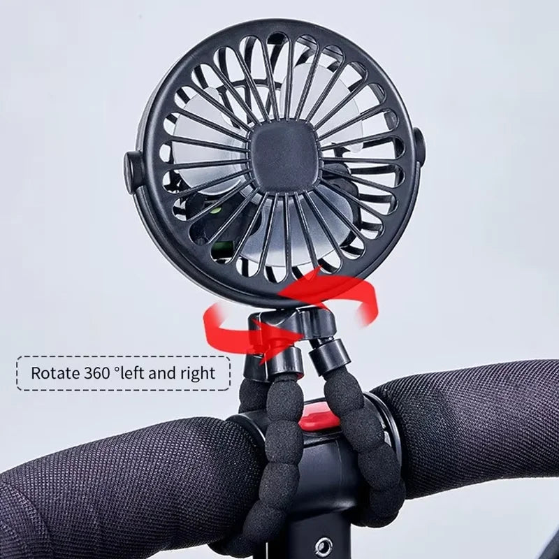 Ventilador Portátil Recargable con Trípode para Cochecito de Bebé