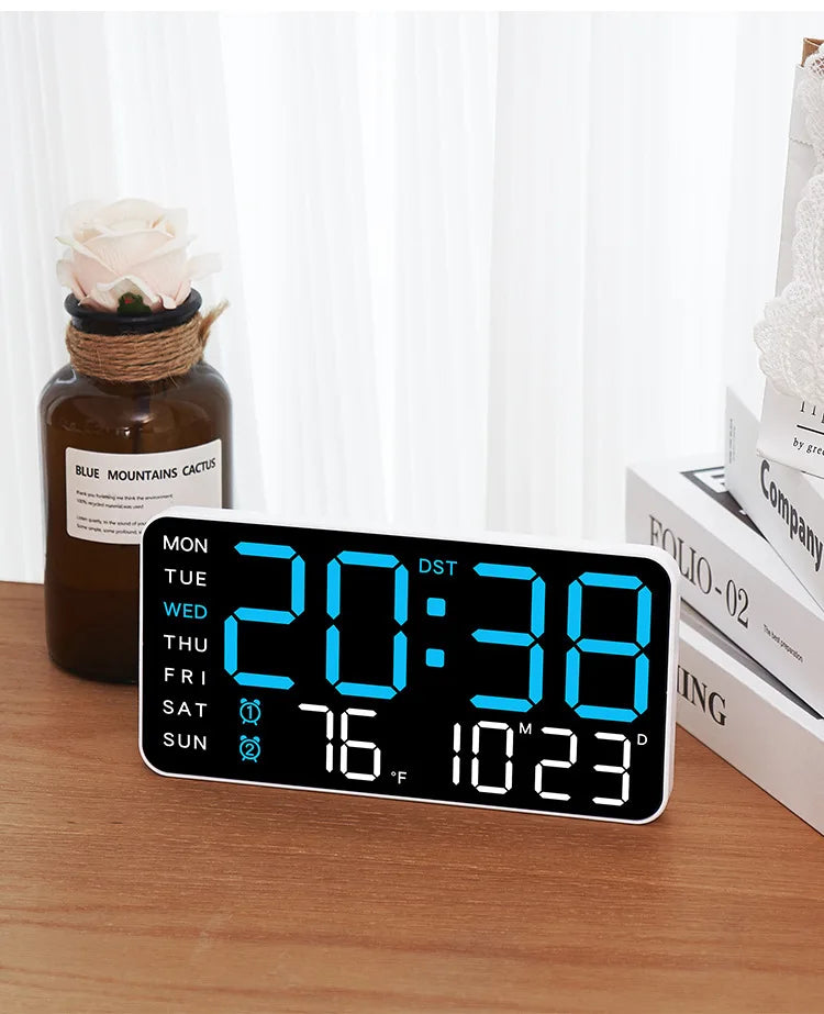 Reloj Digital de Pared LED con Temperatura y Fecha