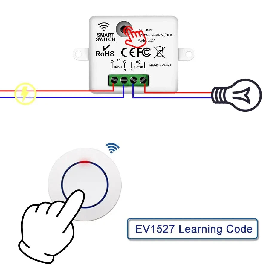 Interruptor de Luz Inalámbrico Inteligente con Mando RF