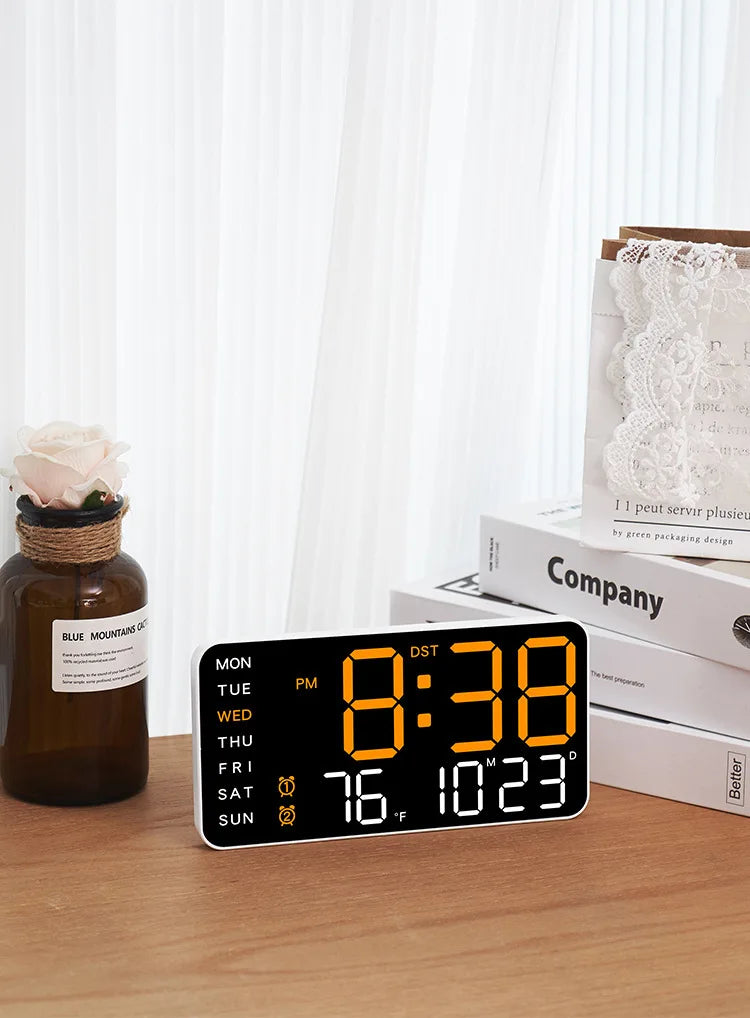 Reloj Digital de Pared LED con Temperatura y Fecha