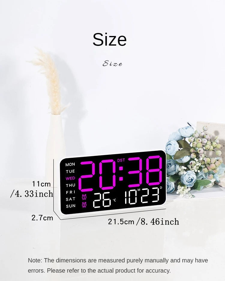 Reloj Digital de Pared LED con Temperatura y Fecha