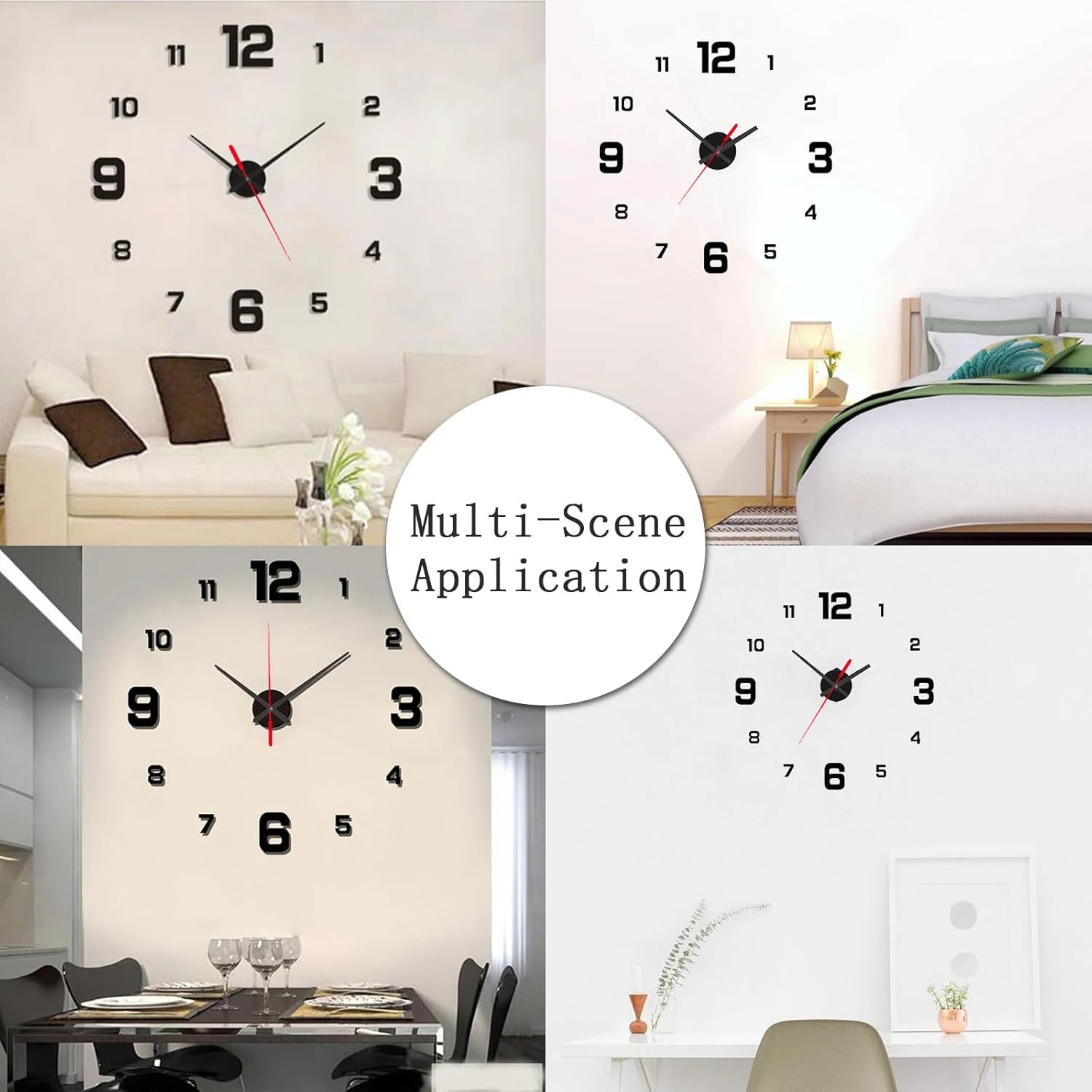 Reloj de Pared 3D DIY Adhesivo y Moderno