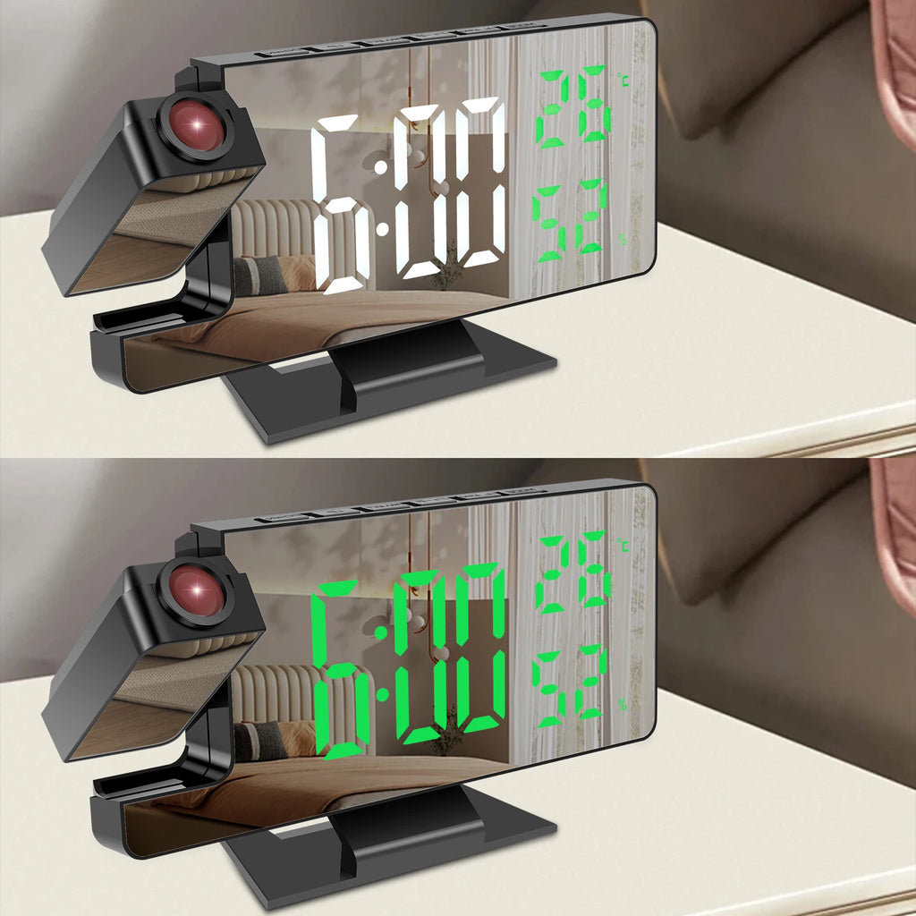 Reloj Despertador Digital LED con Proyector 180°