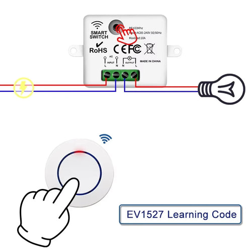 Interruptor de Luz Inalámbrico Inteligente con Mando RF