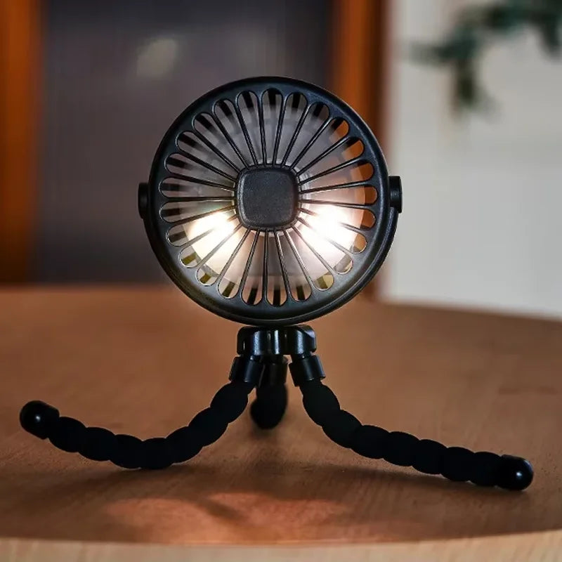 Ventilador Portátil Recargable con Trípode para Cochecito de Bebé