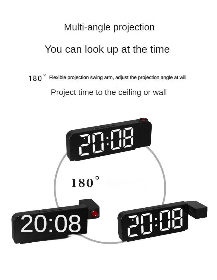 Reloj Despertador Digital LED con Proyector de Hora - Temperatura y Espejo