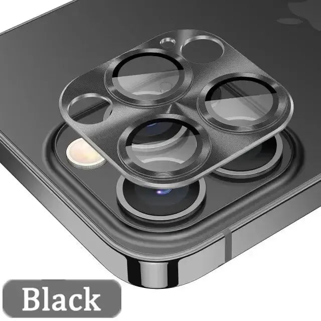 Protector de Lente de Cámara de Metal y Vidrio Templado para iPhone 15, 16 Pro Max y Plus (Ultra Delgado HD)