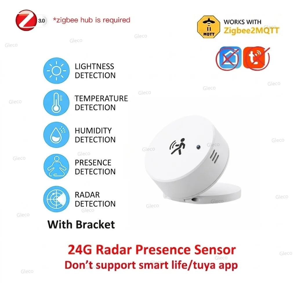 Sensor de Presencia Humana Inteligente Radar 24G Zigbee