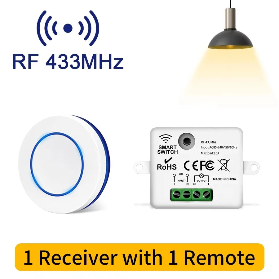Interruptor de Luz Inalámbrico Inteligente con Mando RF