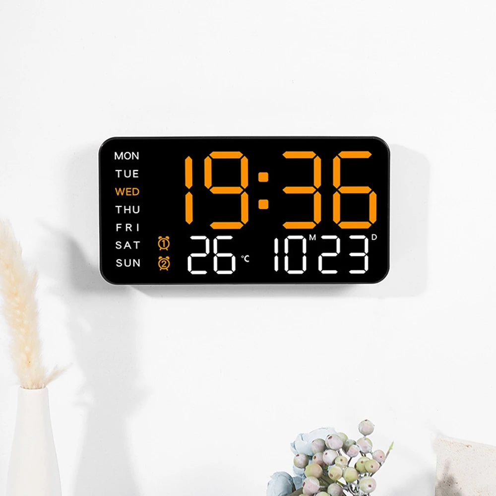 Reloj Digital de Pared LED con Temperatura y Fecha