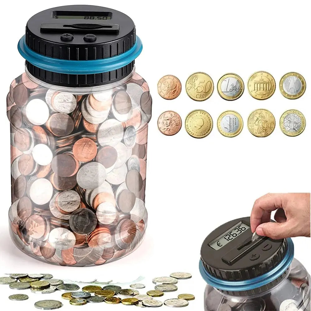 Hucha Electrónica con Contador Digital de Monedas LED