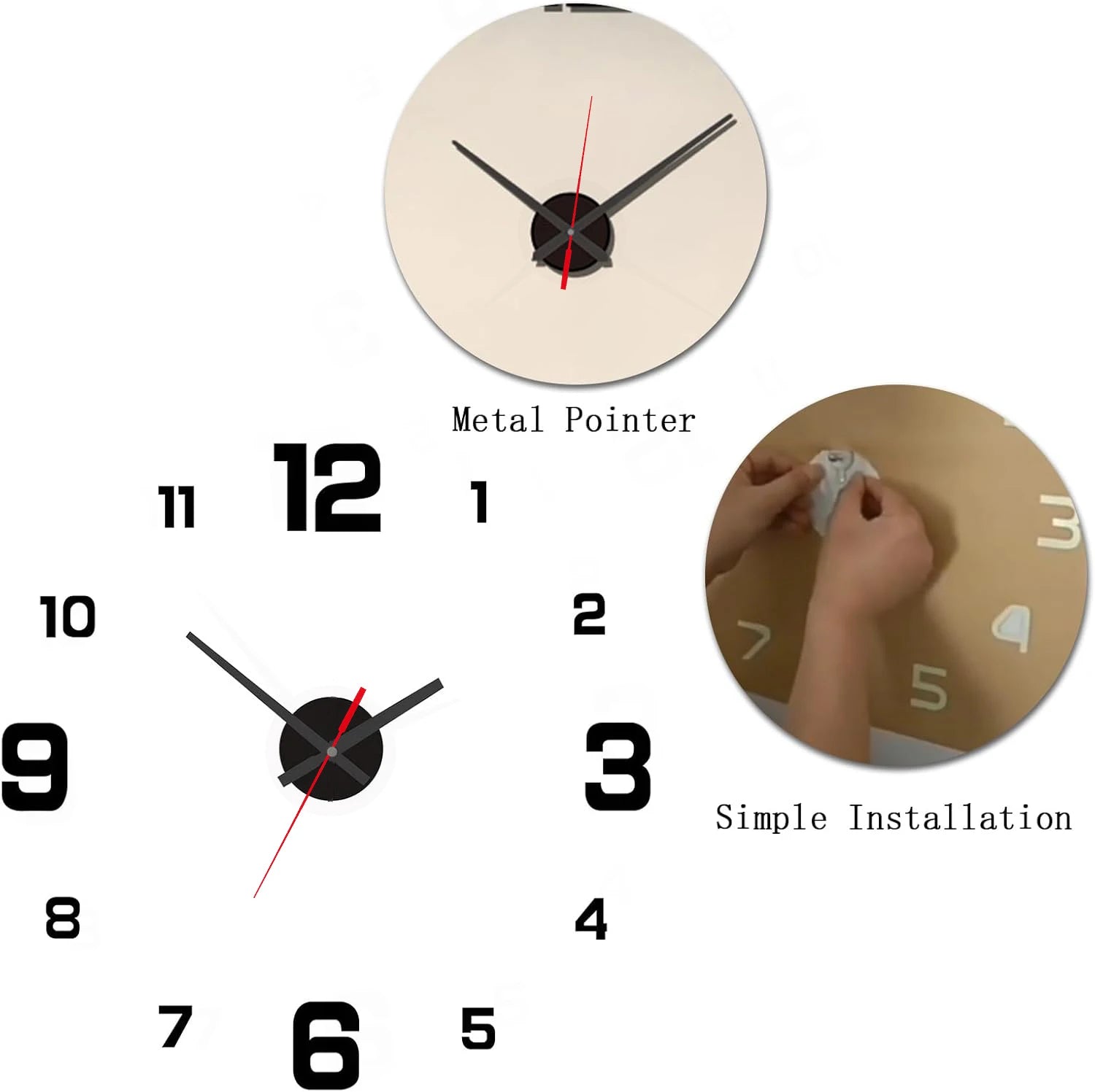 Reloj de Pared 3D DIY Adhesivo y Moderno