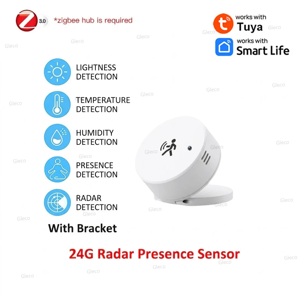 Sensor de Presencia Humana Inteligente Radar 24G Zigbee