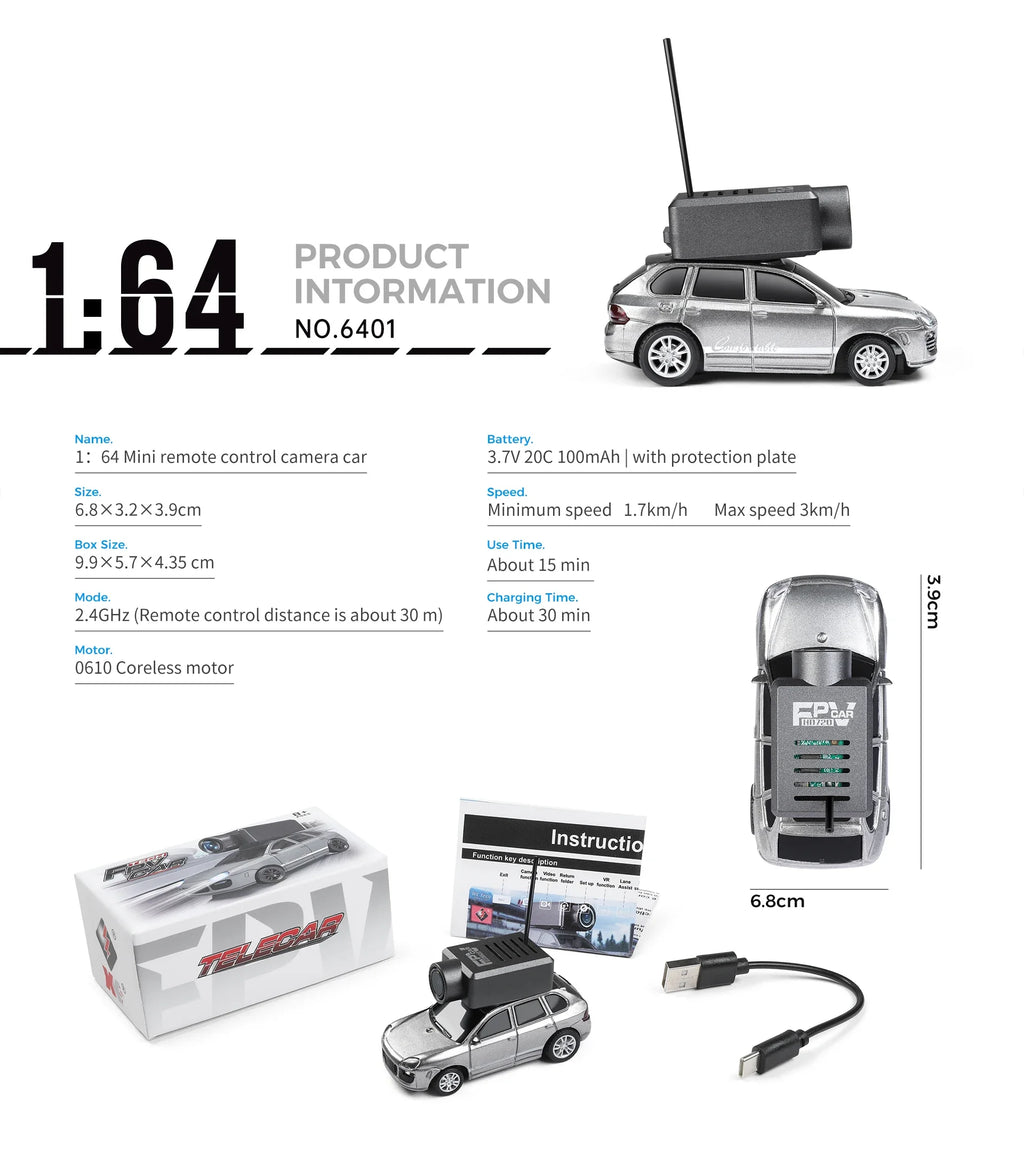 Mini Coche Teledirigido WLtoys 1:64 - Cámara FPV HD y Control por App