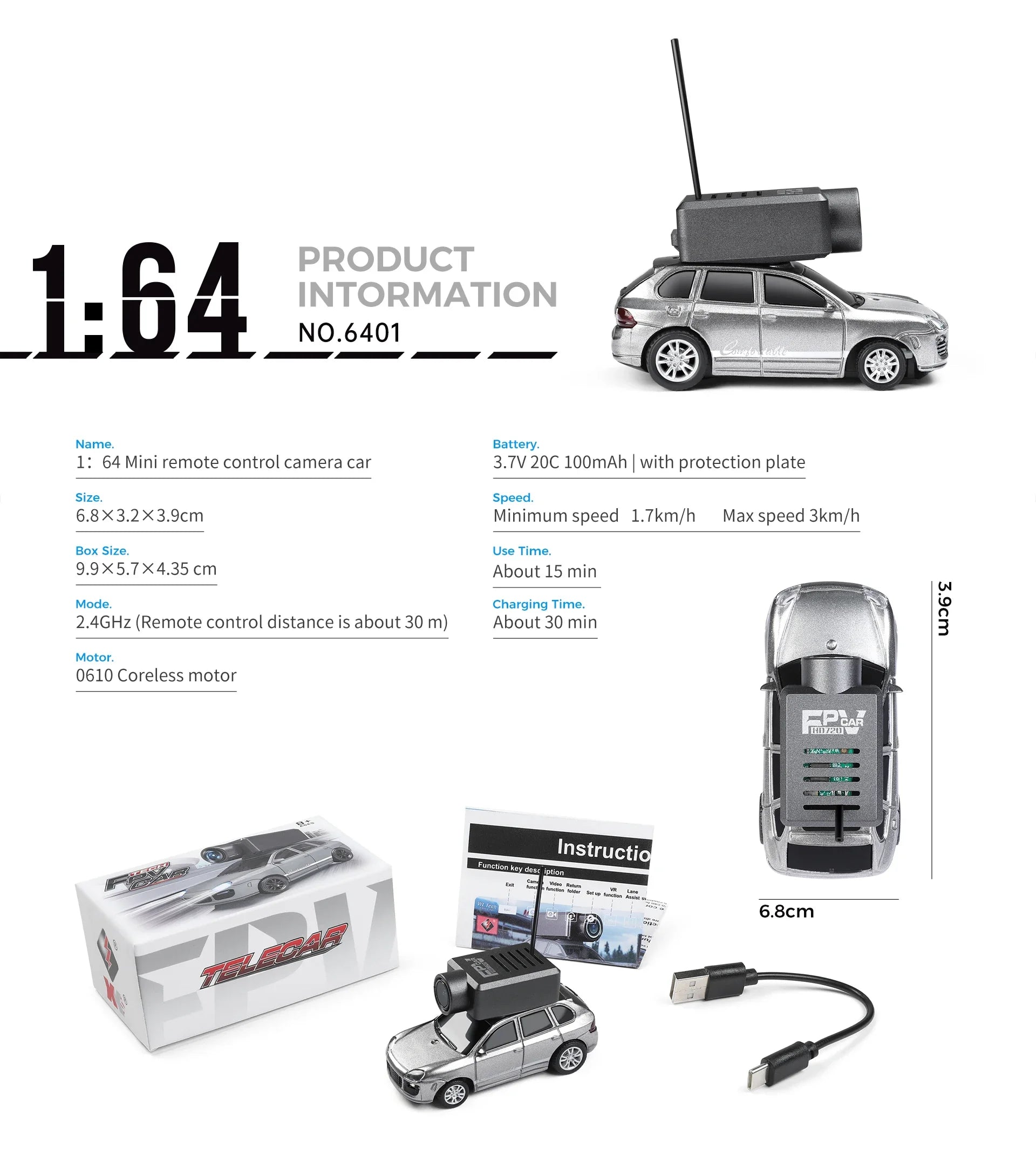 Mini Coche Teledirigido WLtoys 1:64 - Cámara FPV HD y Control por App