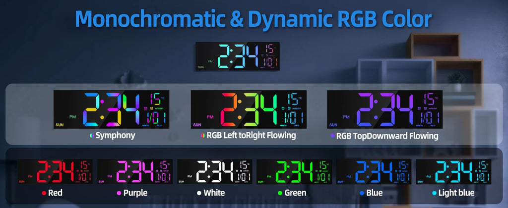 Reloj Digital de Pared LED Gigante 16.2" con Mando