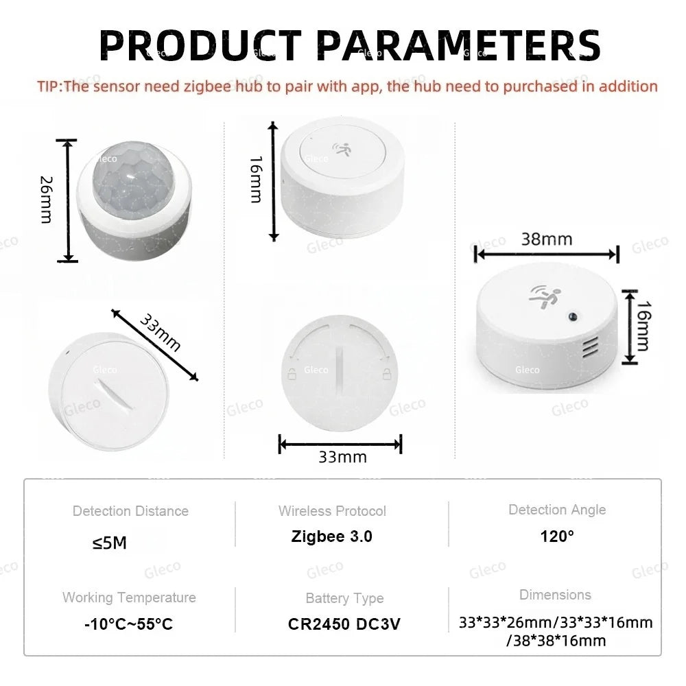 Sensor de Presencia Humana Inteligente Radar 24G Zigbee