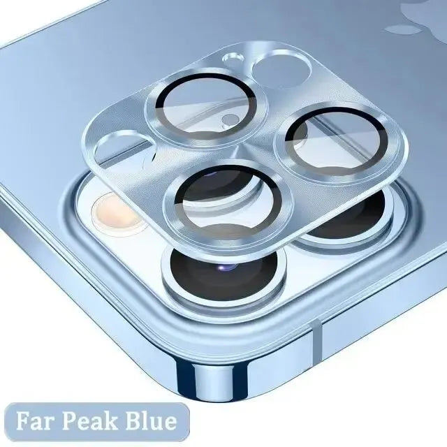 Protector de Lente de Cámara de Metal y Vidrio Templado para iPhone 15, 16 Pro Max y Plus (Ultra Delgado HD)