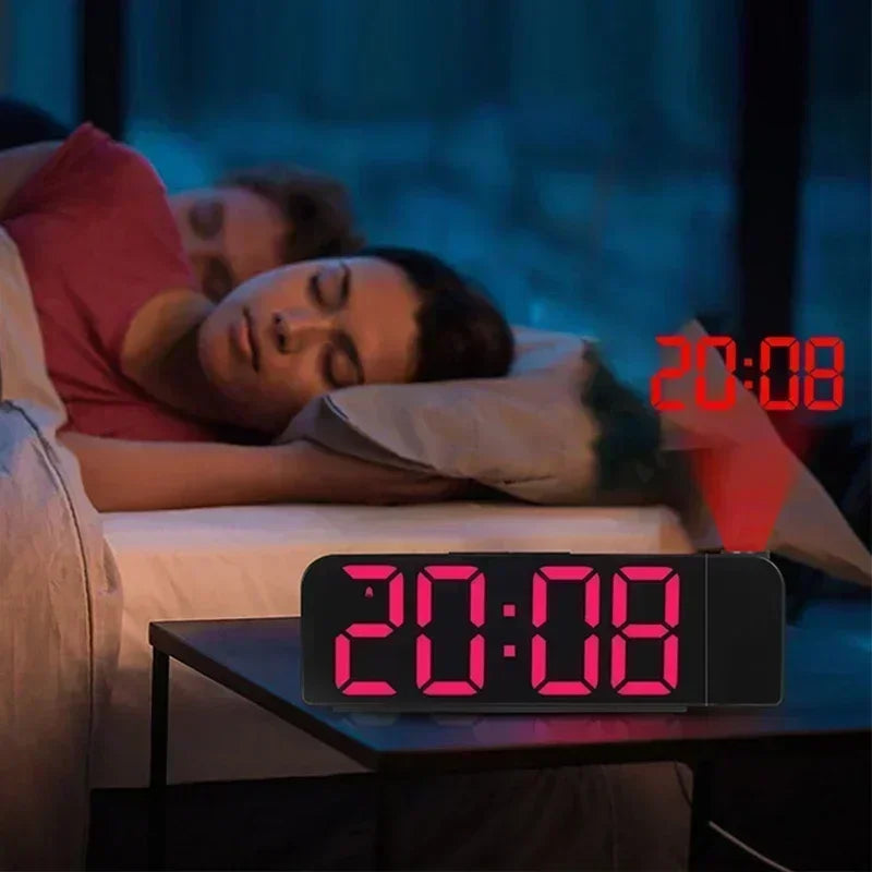 Reloj Despertador Digital LED con Proyector de Hora - Temperatura y Espejo