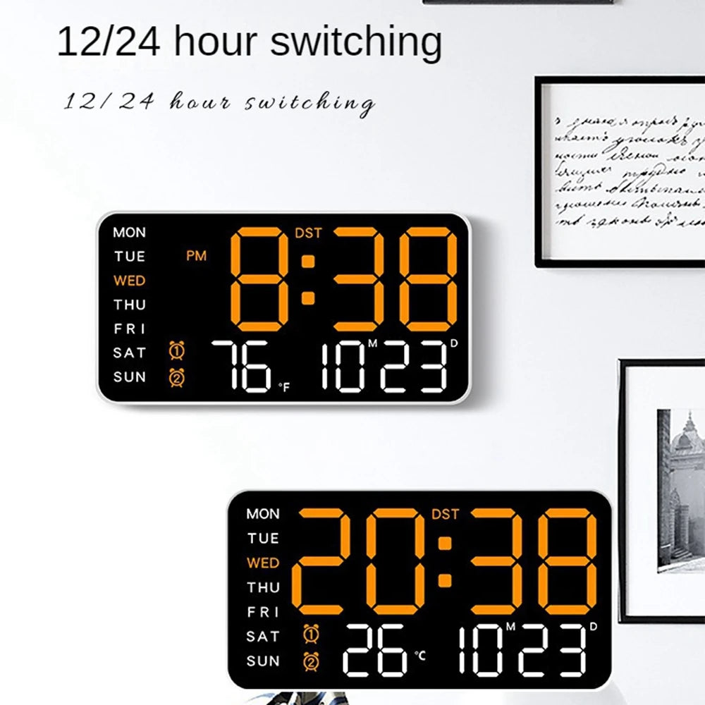 Reloj Digital de Pared LED con Temperatura y Fecha