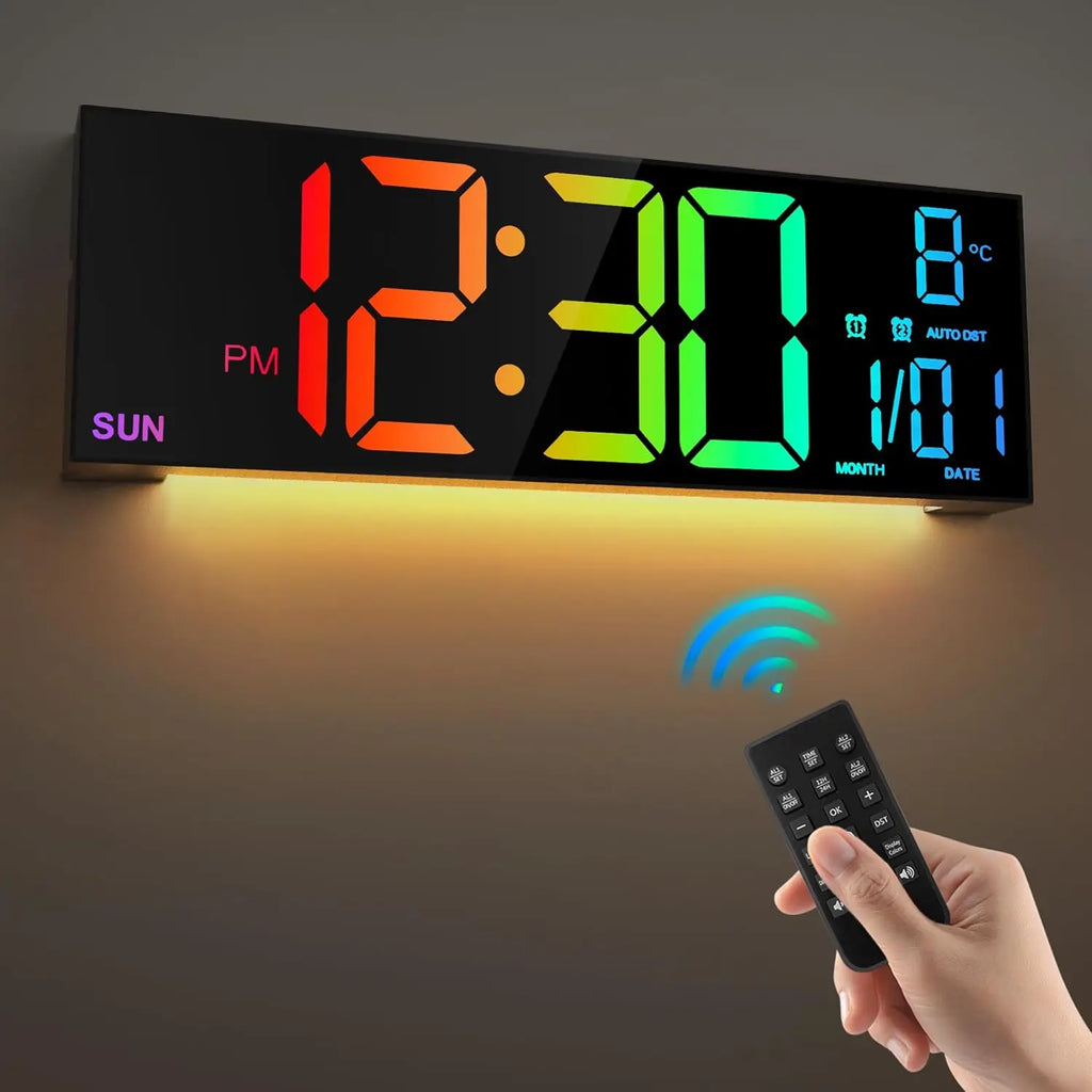Reloj Digital de Pared LED Gigante 16.2" con Mando