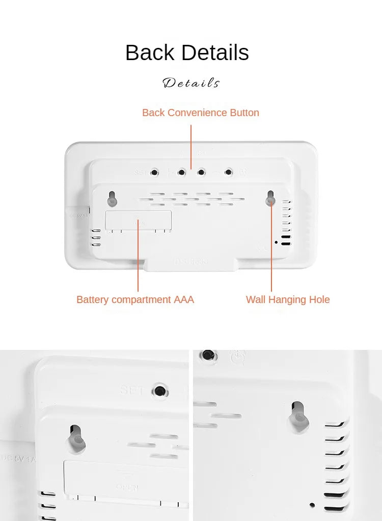Reloj Digital de Pared LED con Temperatura y Fecha