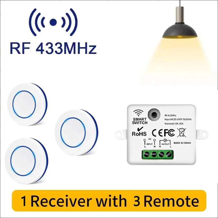 Interruptor de Luz Inalámbrico Inteligente con Mando RF